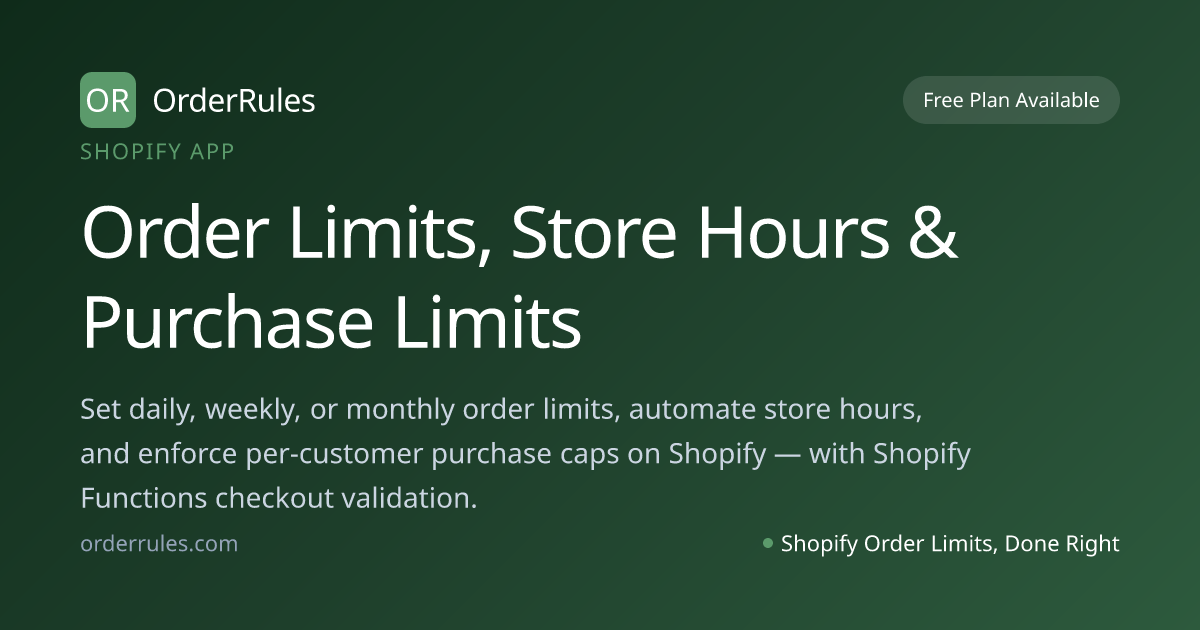 OrderRules Store Open Limits screenshot 1